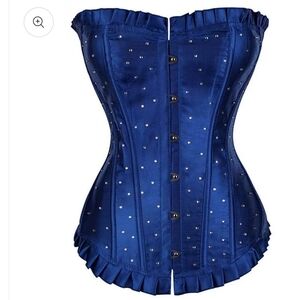 Blue Corset with Rhinestone Accents.  Size 5XL.